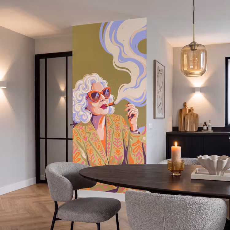Behang - Vrouw - Zonnebril - Portret - Modern - Kleurrijk — 5