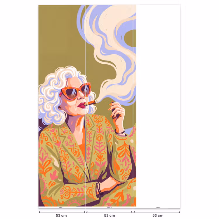 Behang - Vrouw - Zonnebril - Portret - Modern - Kleurrijk — 6