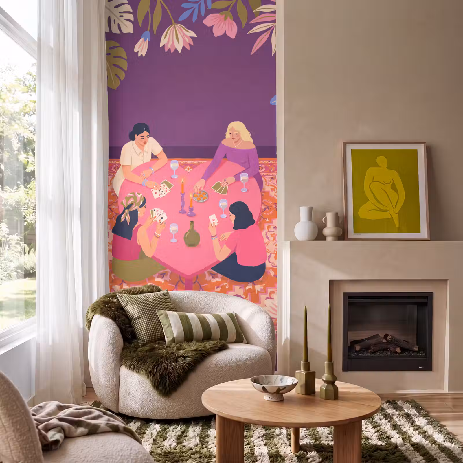 Behang - Mensen - Kaartspel - Interieur - Modern - Kleurrijk — 1