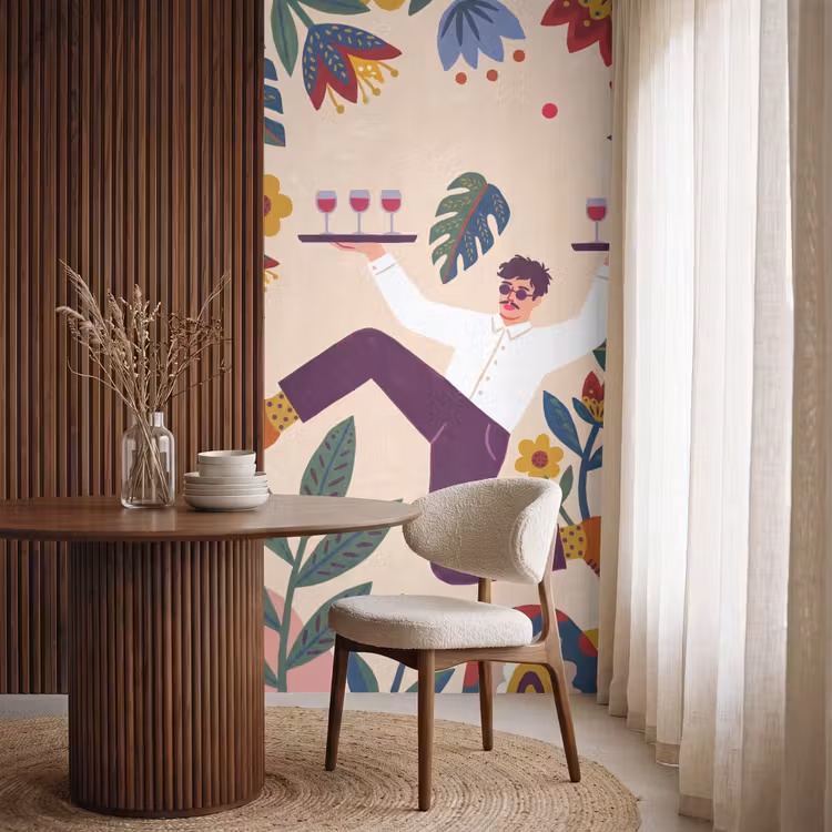 Behang - Mensen - Dienblad - Eten - Modern - Kleurrijk — 4