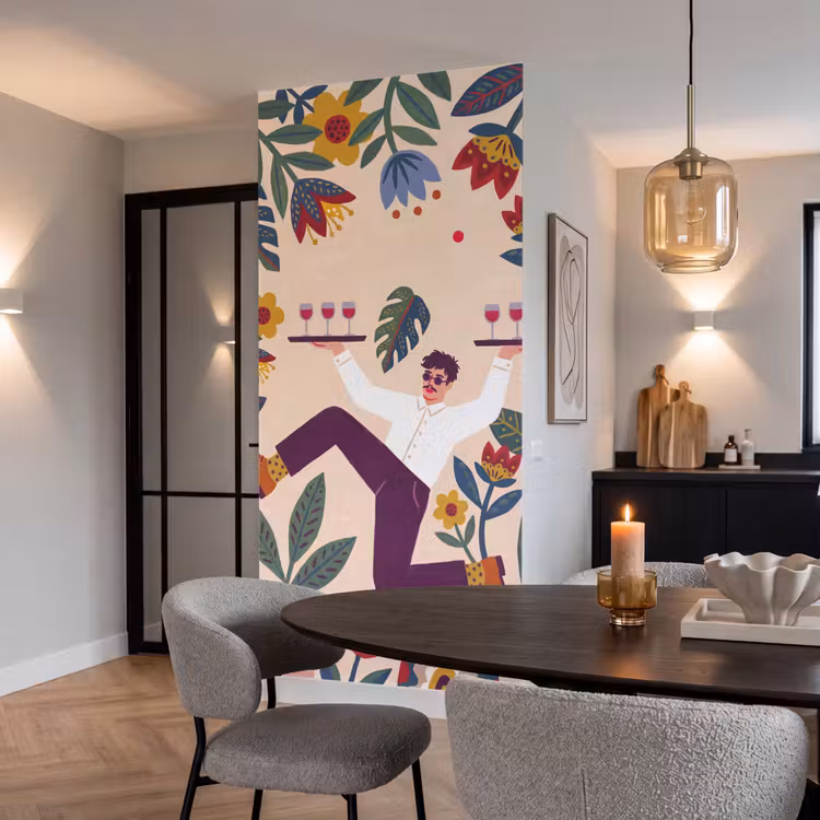 Behang - Mensen - Dienblad - Eten - Modern - Kleurrijk — 5