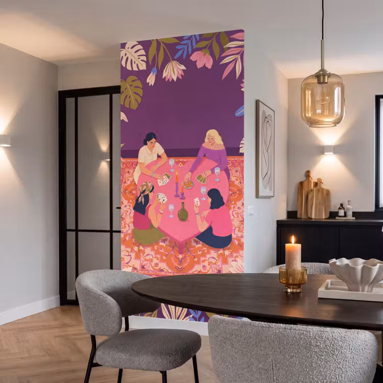 Behang - Mensen - Kaartspel - Interieur - Modern - Kleurrijk — 5