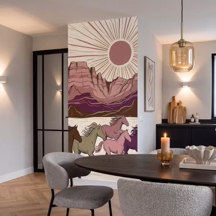 Behang - Paarden - Rennend - Woestijn - Natuur - Abstract — 5