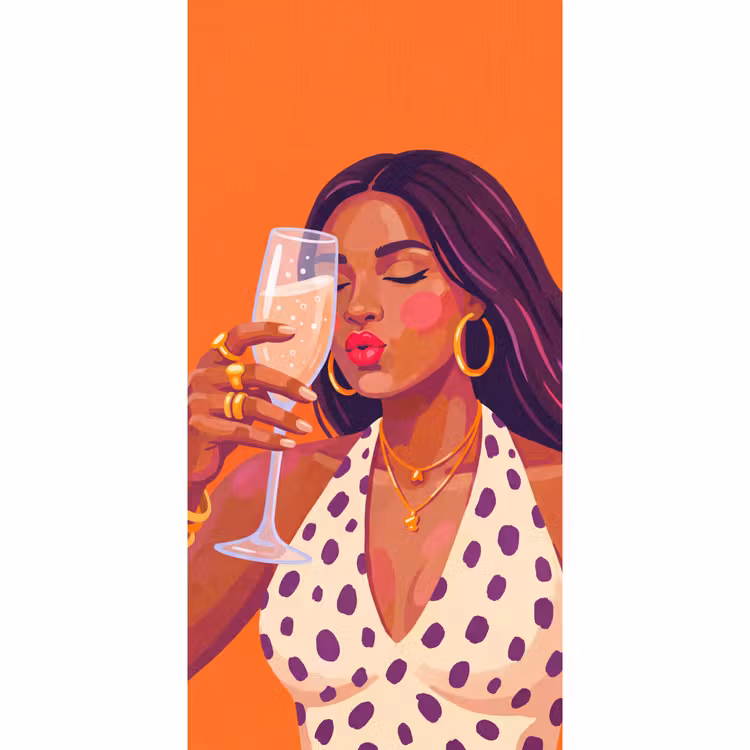 Behang - Vrouw - Champagne - Feest - Modern - Oranje — 2