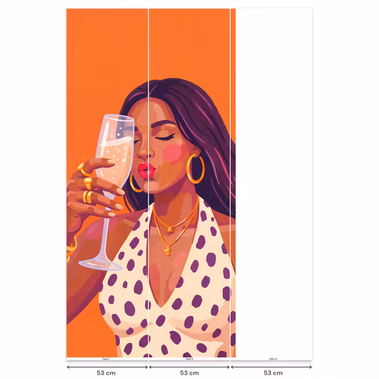 Behang - Vrouw - Champagne - Feest - Modern - Oranje — 6