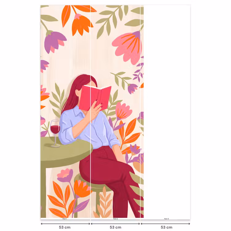 Behang - Vrouw - Lezen - Thuis - Modern - Bloemen — 6