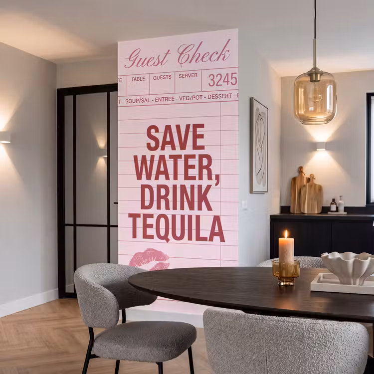 Behang - Humor - Drank - Tekst - Roze — 5