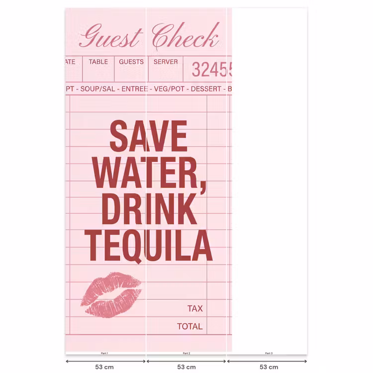 Behang - Humor - Drank - Tekst - Roze — 6