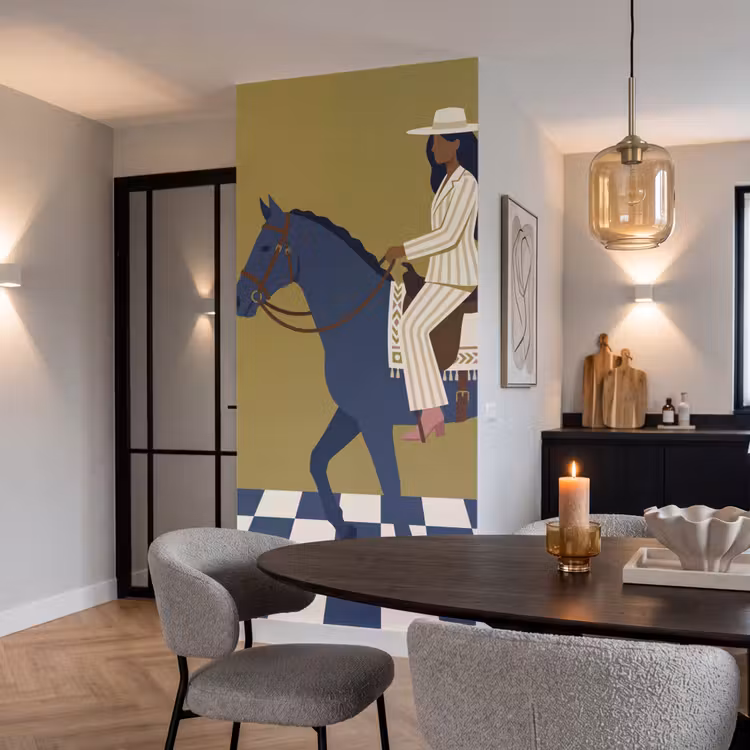 Behang - Vrouw - Paard - Rijden - Modern - Abstract — 5