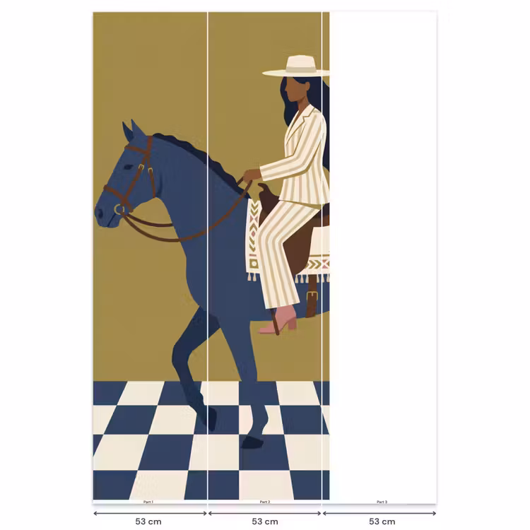 Behang - Vrouw - Paard - Rijden - Modern - Abstract — 6