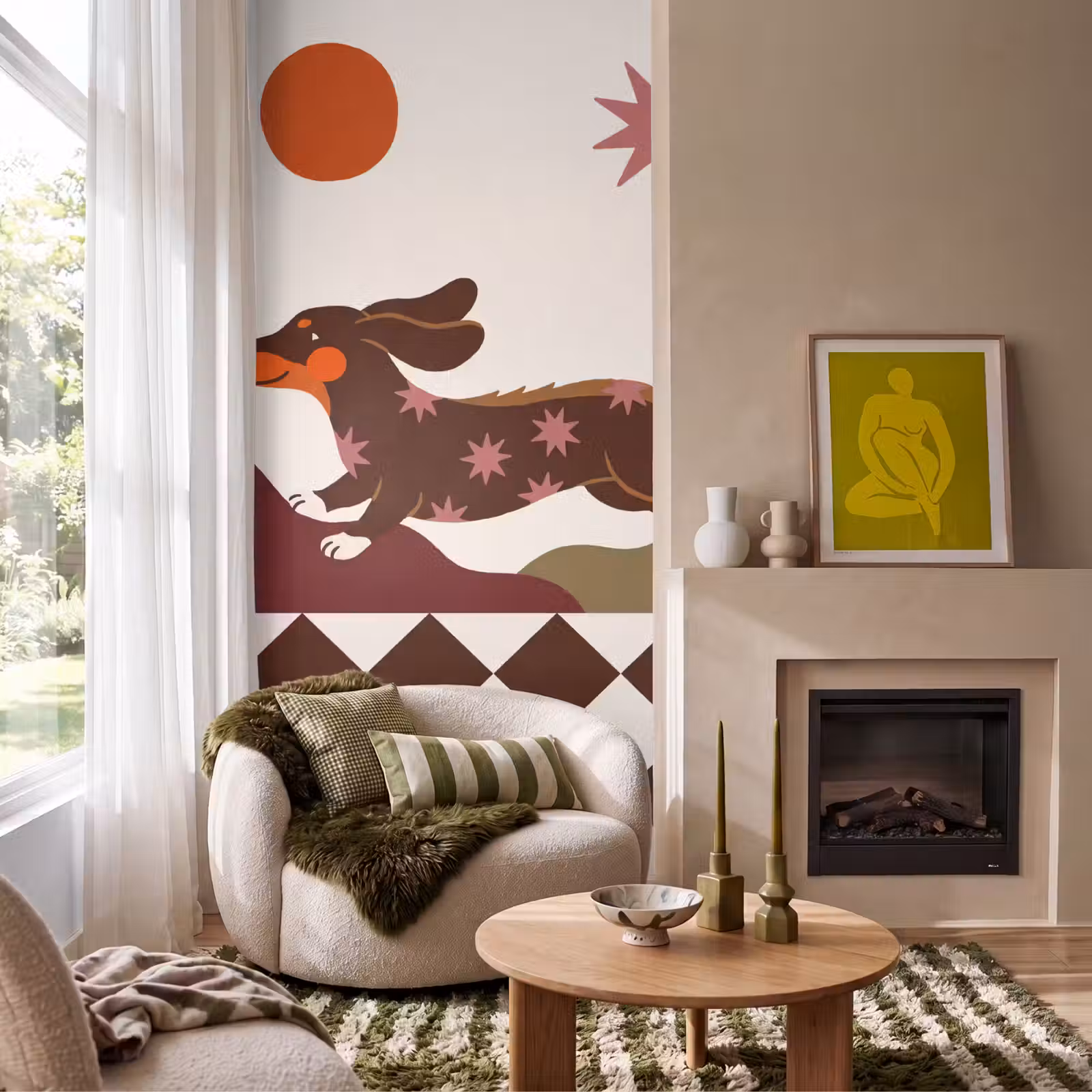 Behang - Hond - Abstract - Dieren - Modern - Bruin — 1