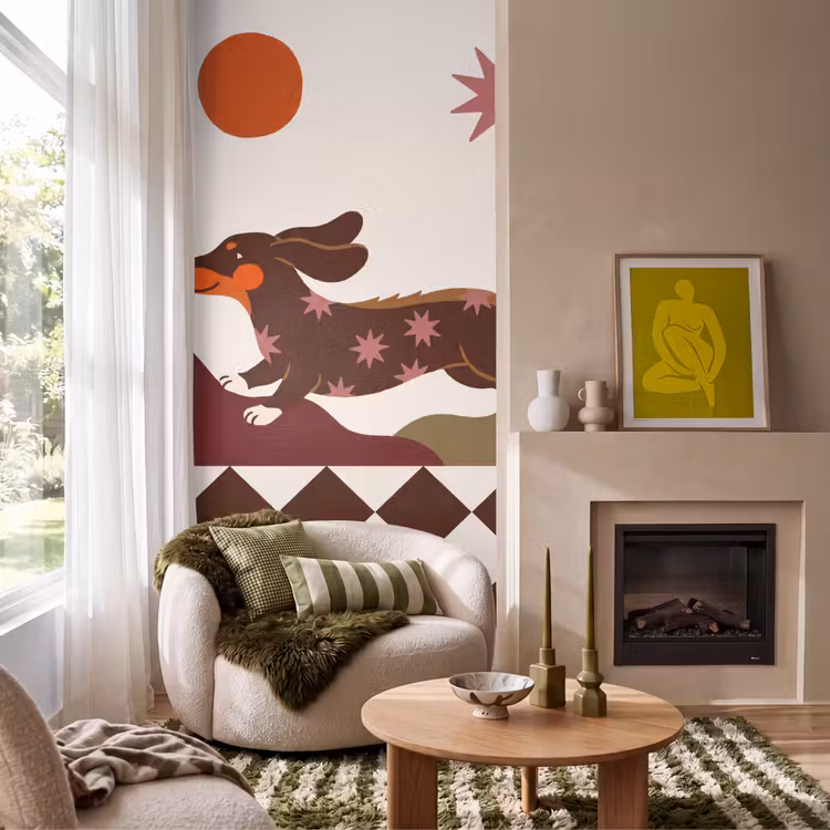 Behang - Hond - Abstract - Dieren - Modern - Bruin — 1