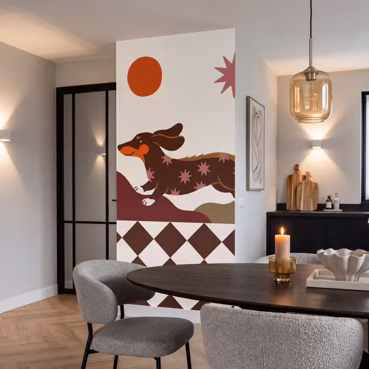 Behang - Hond - Abstract - Dieren - Modern - Bruin — 5