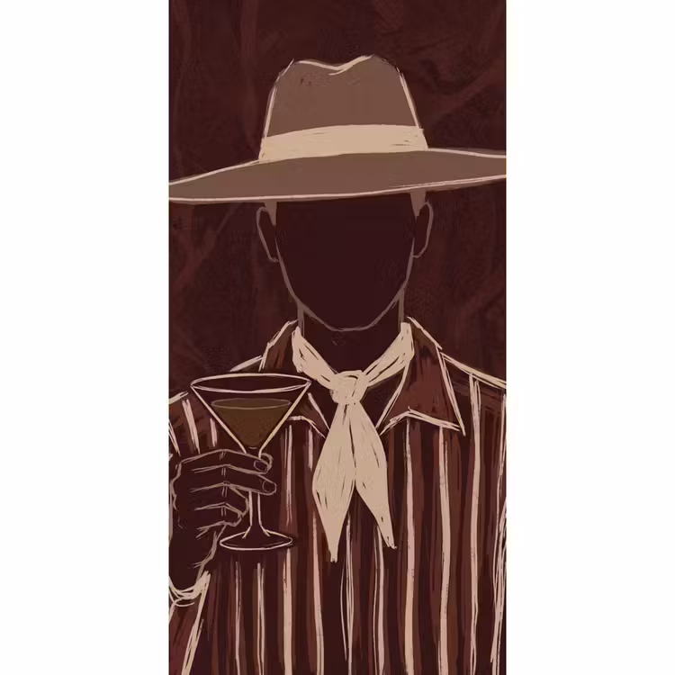 Behang - Mens - Hoed - Cocktail - Abstract - Bruin — 2
