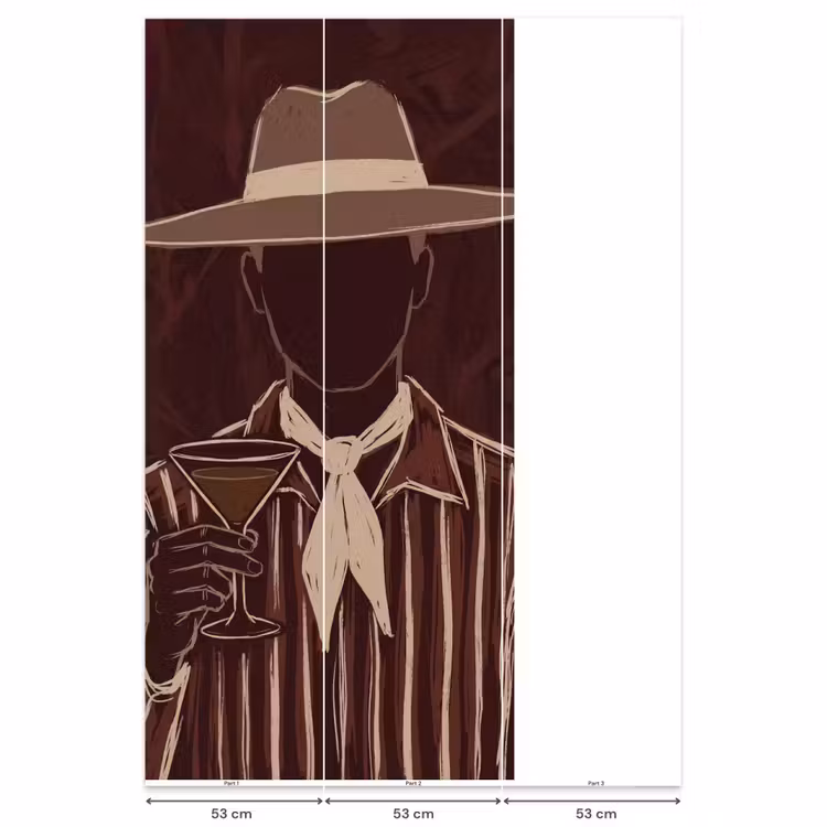 Behang - Mens - Hoed - Cocktail - Abstract - Bruin — 6