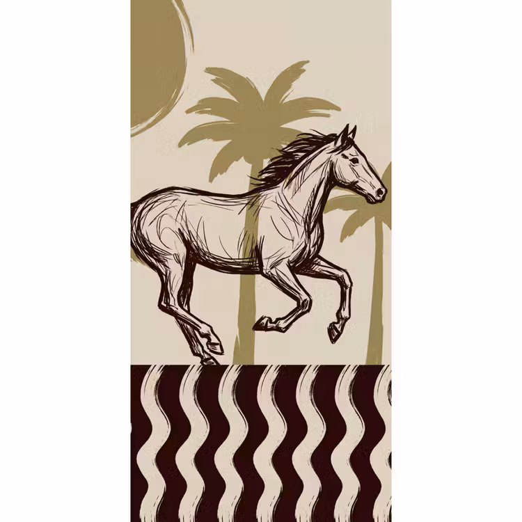 Behang - Paard - Galopperend - Woestijn - Illustratie — 2