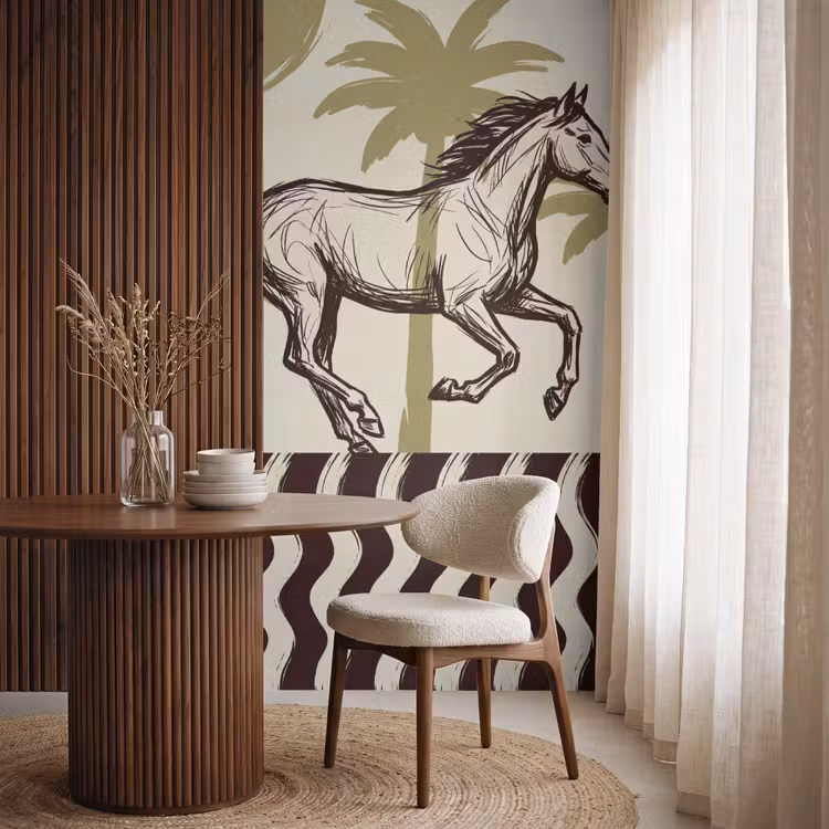 Behang - Paard - Galopperend - Woestijn - Illustratie — 4