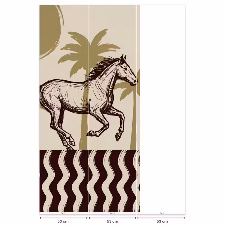 Behang - Paard - Galopperend - Woestijn - Illustratie — 6
