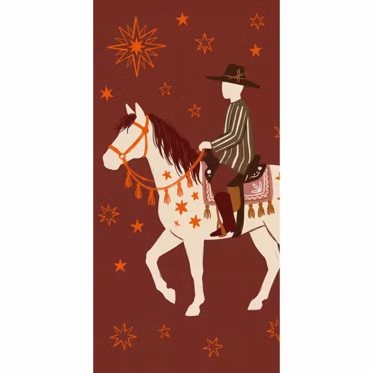 Behang - Paard - Ruiter - Sterren - Nacht - Illustratie — 2