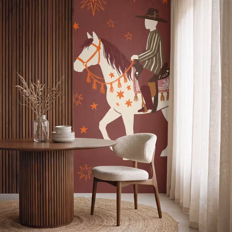 Behang - Paard - Ruiter - Sterren - Nacht - Illustratie — 4