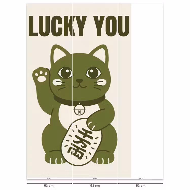 Behang - Kat - Geluk - Dieren - Modern - Groen — 6