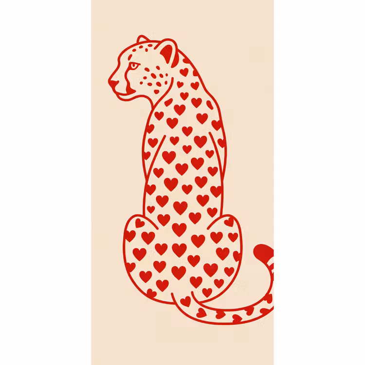Behang - Kat - Harten - Dieren - Modern - Rood — 2