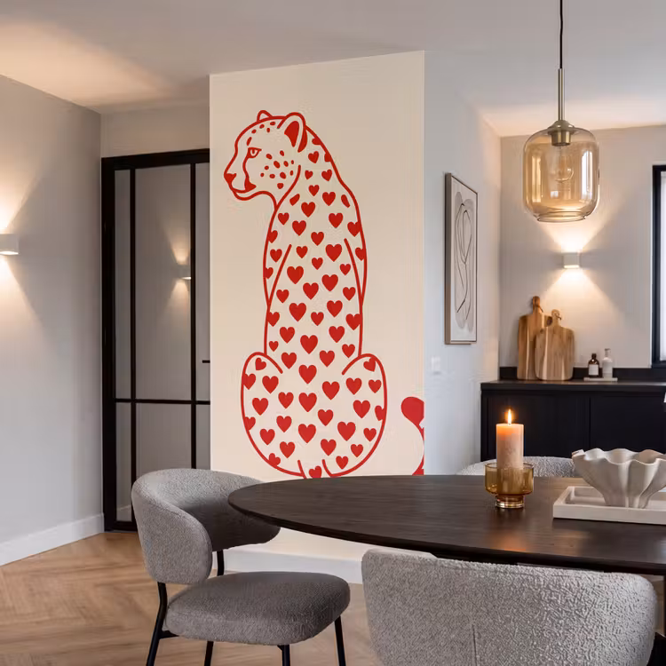 Behang - Kat - Harten - Dieren - Modern - Rood — 5
