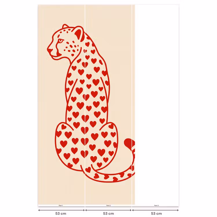 Behang - Kat - Harten - Dieren - Modern - Rood — 6
