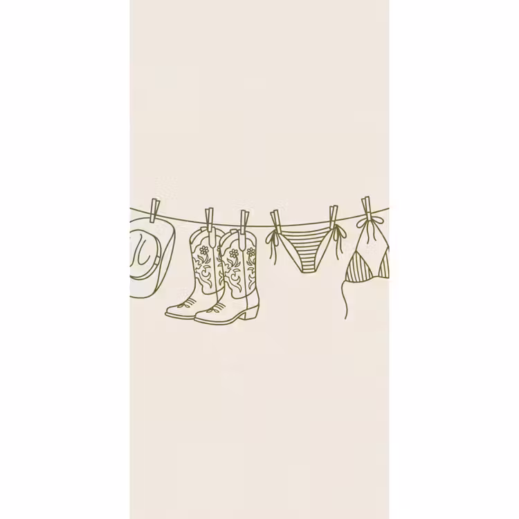 Behang - Kleding - Waslijn - Zomer - Lijntekening - Groen — 2
