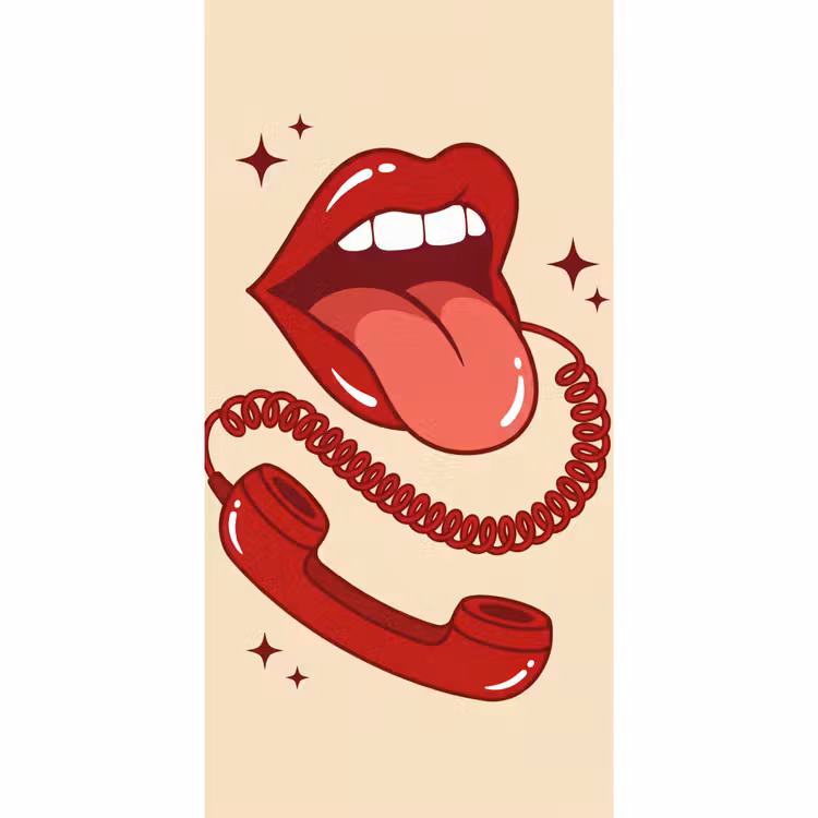 Behang - Mond - Telefoon - Popart - Rood - Illustratie — 2