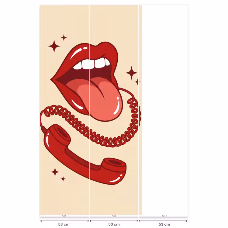 Behang - Mond - Telefoon - Popart - Rood - Illustratie — 6