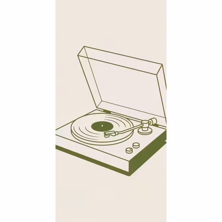 Behang - Platenspeler - Vinyl - Muziek - Minimalistisch - Groen — 2