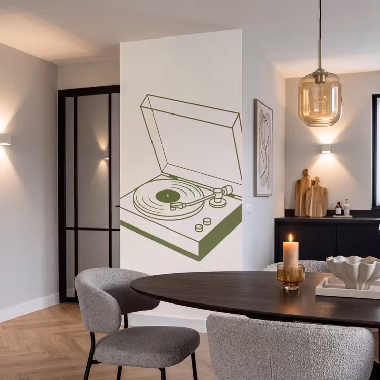 Behang - Platenspeler - Vinyl - Muziek - Minimalistisch - Groen — 5