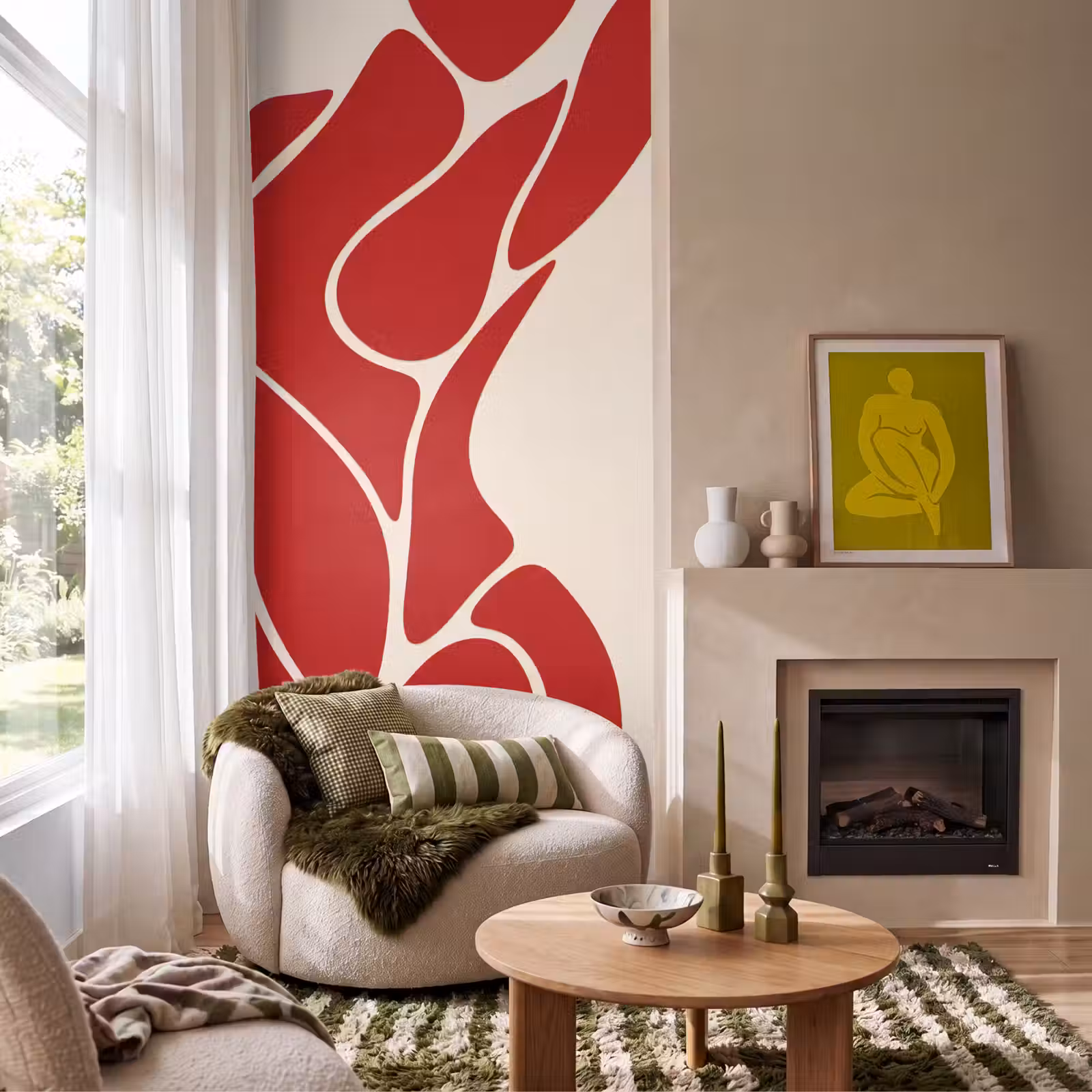 Behang - Vrouw - Figuur - Abstract - Modern - Rood — 1