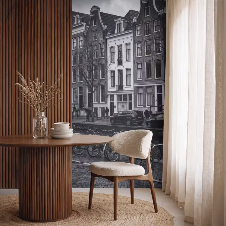 Behang - Huis - Gracht - Amsterdam - Architectuur - Zwart-wit — 4