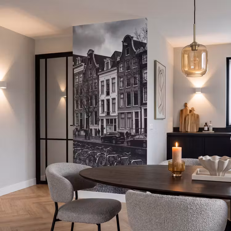 Behang - Huis - Gracht - Amsterdam - Architectuur - Zwart-wit — 5