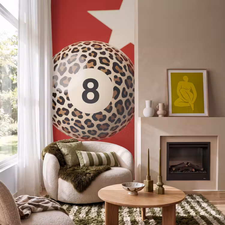 Behang - Spel - Dierenprint - Nummer 8 - Modern - Rood — 1