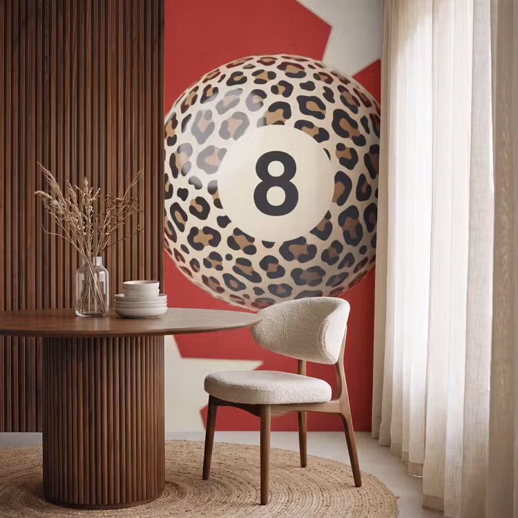 Behang - Spel - Dierenprint - Nummer 8 - Modern - Rood — 4