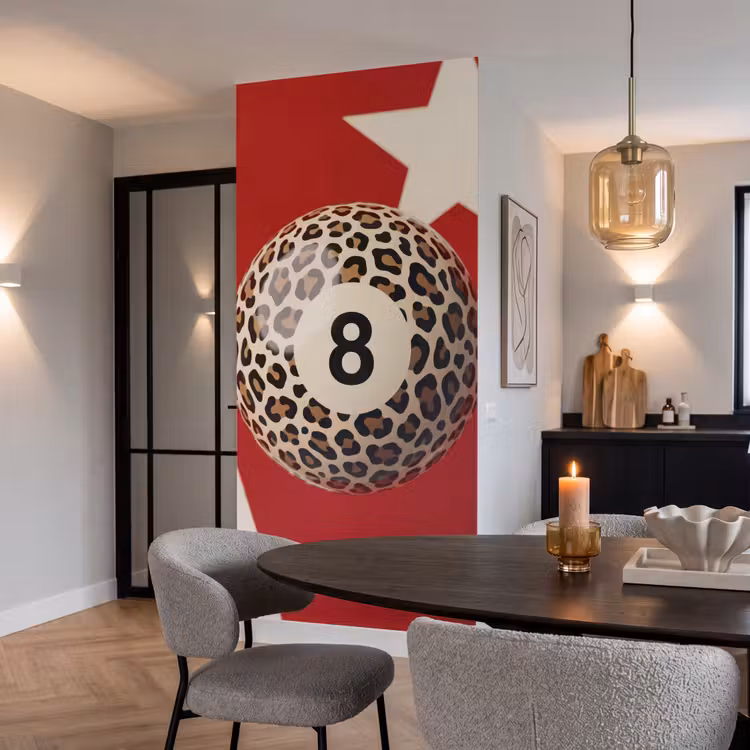 Behang - Spel - Dierenprint - Nummer 8 - Modern - Rood — 5