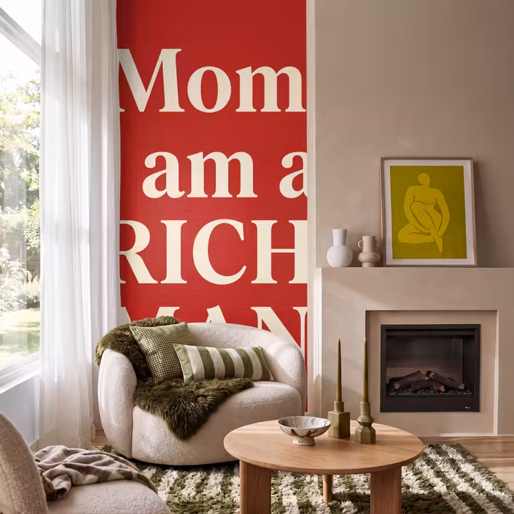 Behang - Tekst - Rijkdom - Motivatie - Rood - Modern — 1