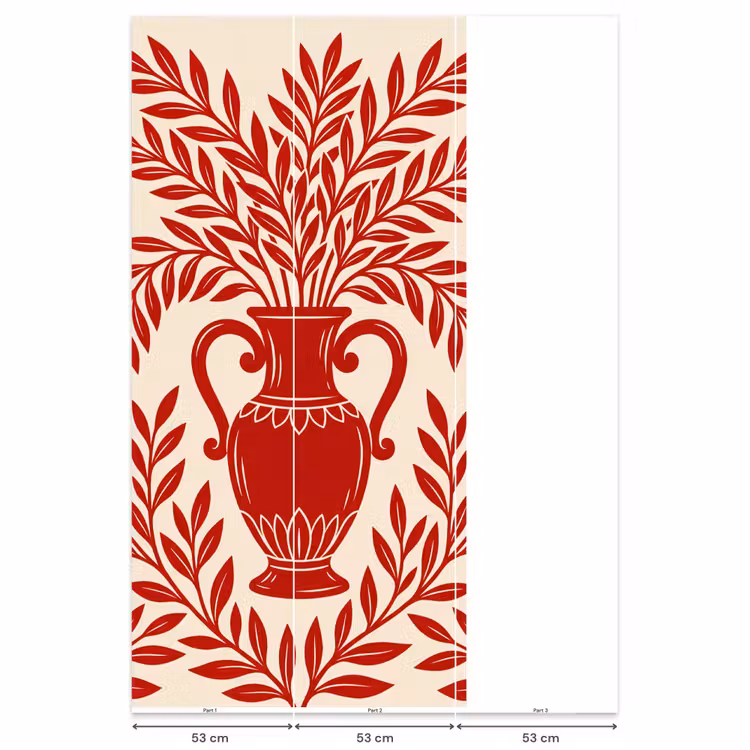 Behang - Vaas - Planten - Decoratie - Abstract - Rood — 6