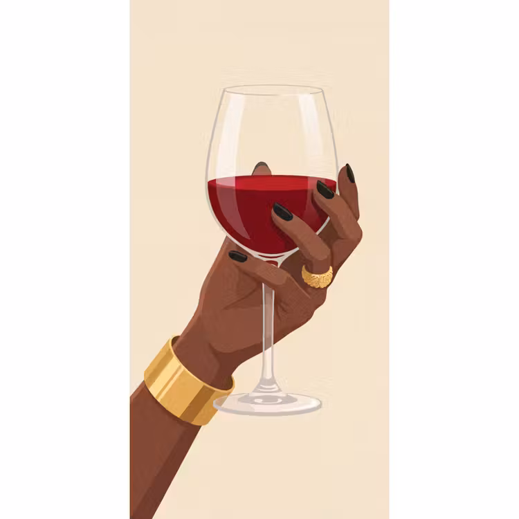 Behang - Vrouw - Wijn - Glas - Illustratie - Rood — 2