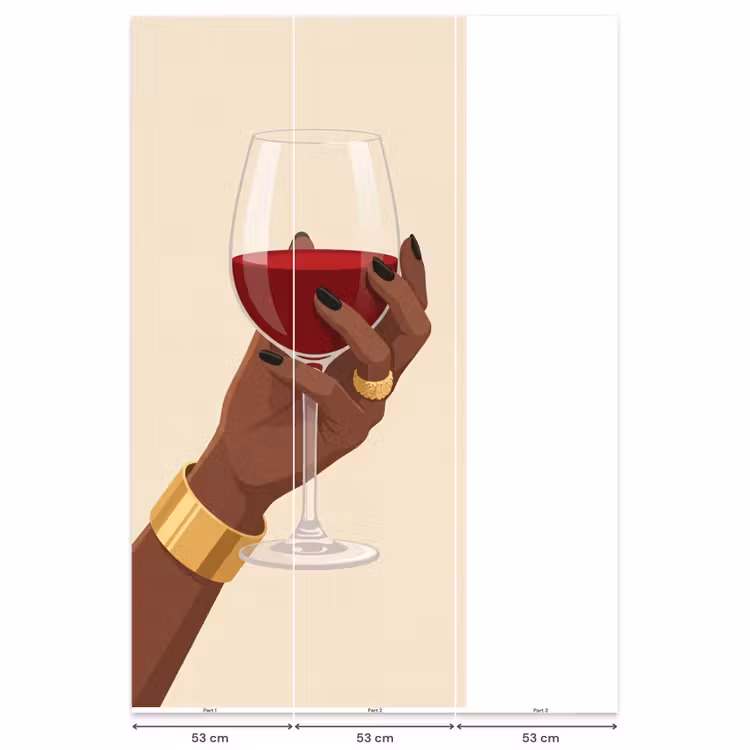 Behang - Vrouw - Wijn - Glas - Illustratie - Rood — 6