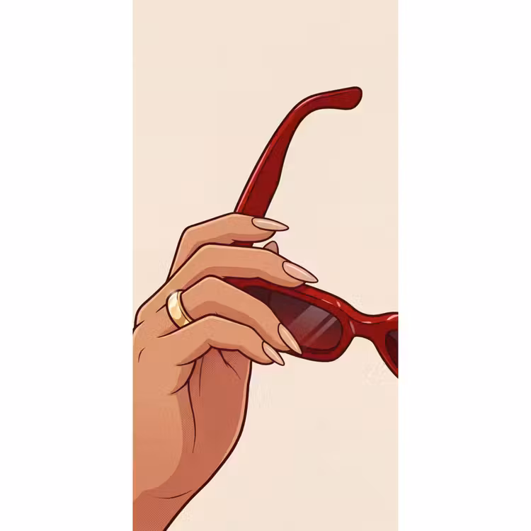 Behang - Vrouw - Zonnebril - Mode - Rood - Illustratie — 2