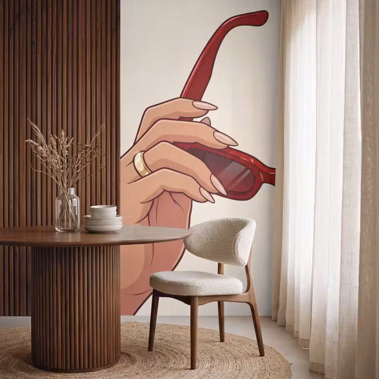 Behang - Vrouw - Zonnebril - Mode - Rood - Illustratie — 4
