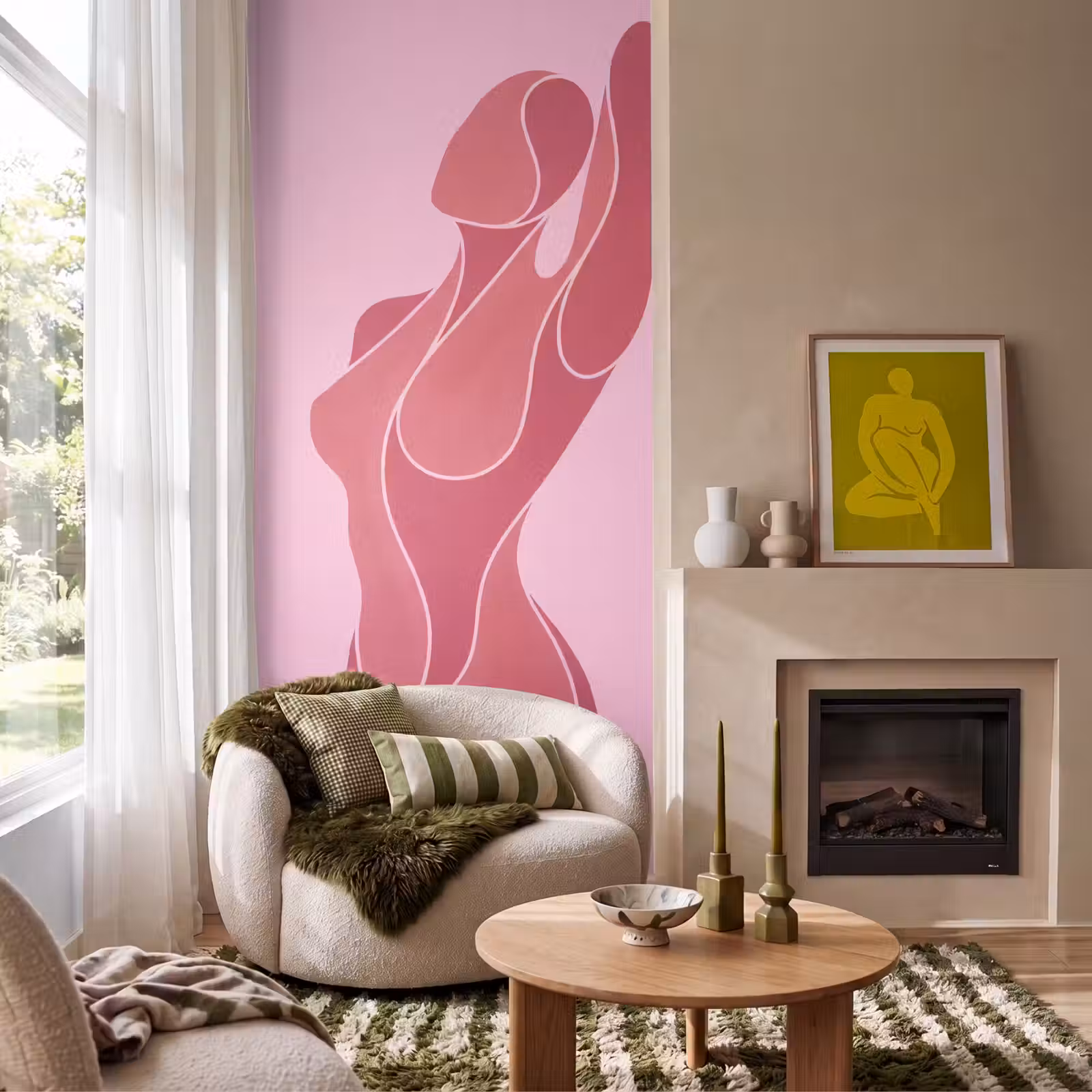 Behang - Vrouw - Lichaam - Abstract - Roze — 1