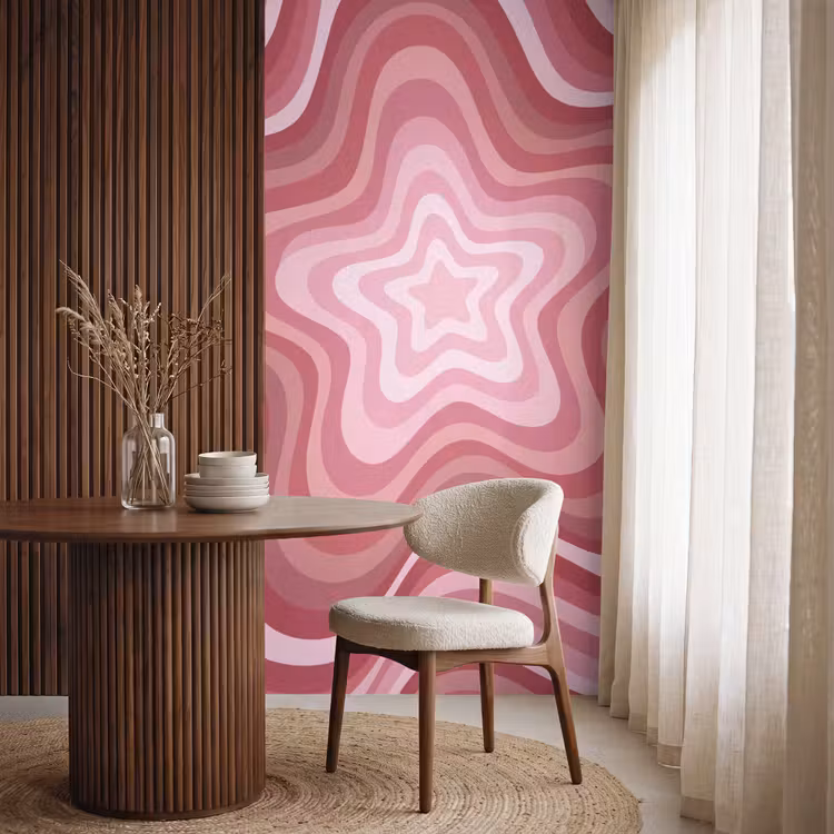 Behang - Ster - Golvend - Abstract - Roze — 4