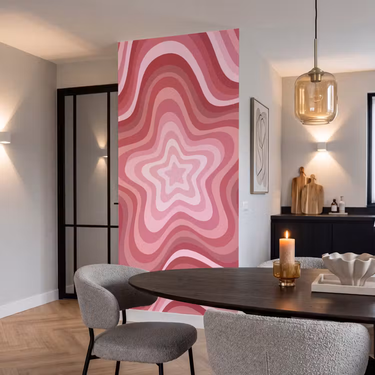 Behang - Ster - Golvend - Abstract - Roze — 5