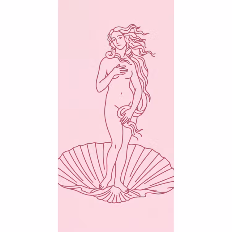 Behang - Vrouw - Schelp - Kunst - Lijntekening - Roze — 2