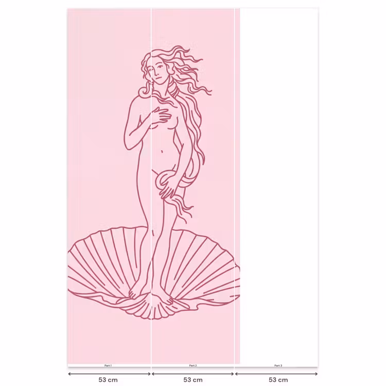 Behang - Vrouw - Schelp - Kunst - Lijntekening - Roze — 6